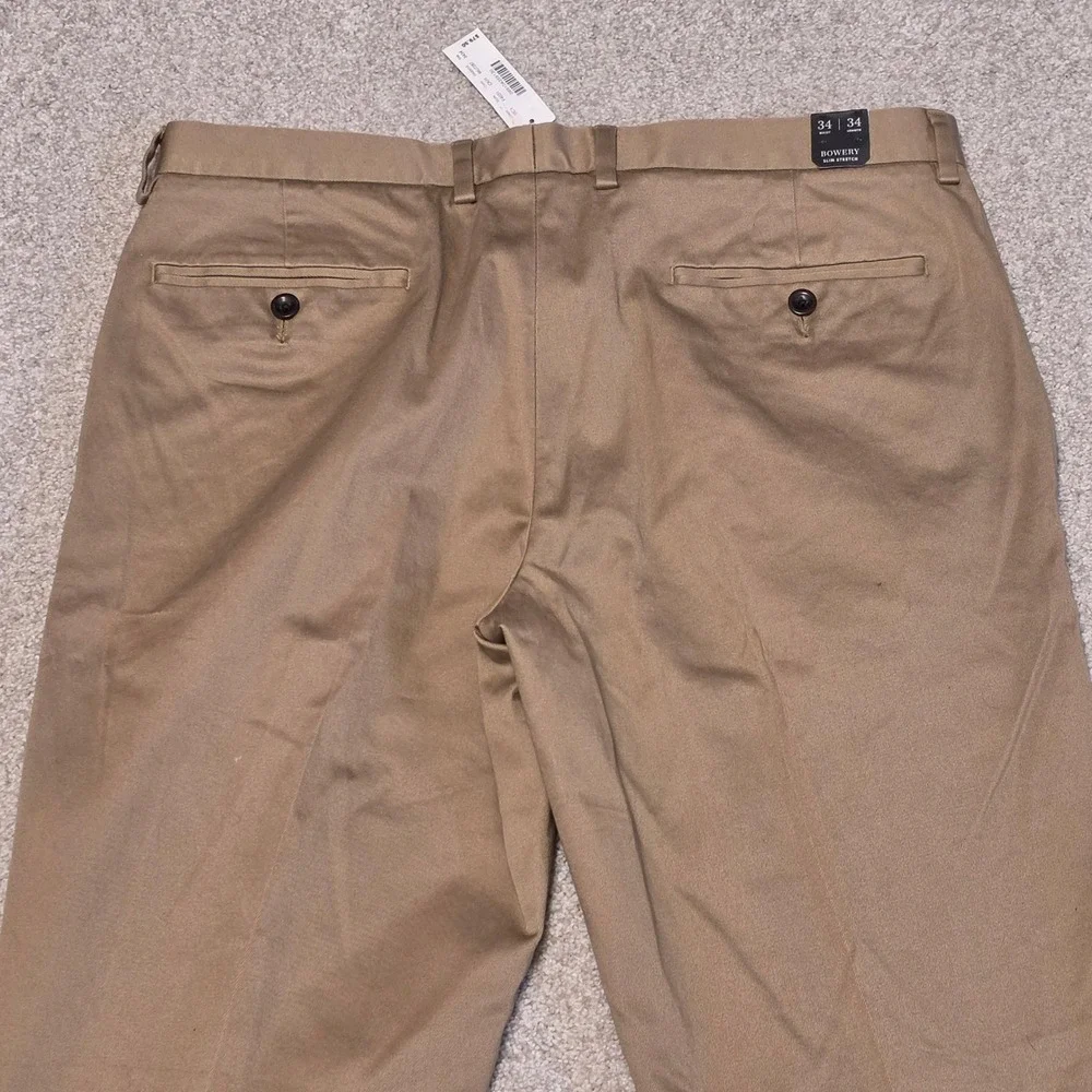 J.Crew Bowery Slim Stretch Dress Pants Mens 34x34 Khaki Tan F4031 NEW - Picture 10 of 10